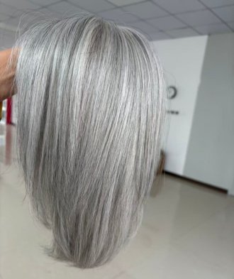 Natural Silver Grey 12"  Lace Top Wig